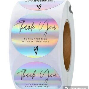 500 pc 1'' Halographic Rainbow Thank You Stickers